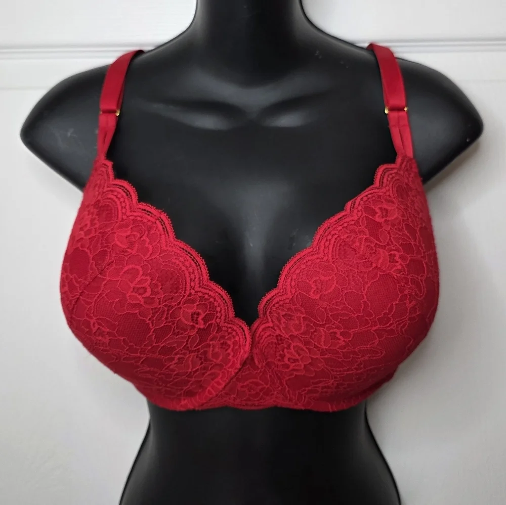 JOYSPUN Women's Red Lace Push Up Bra